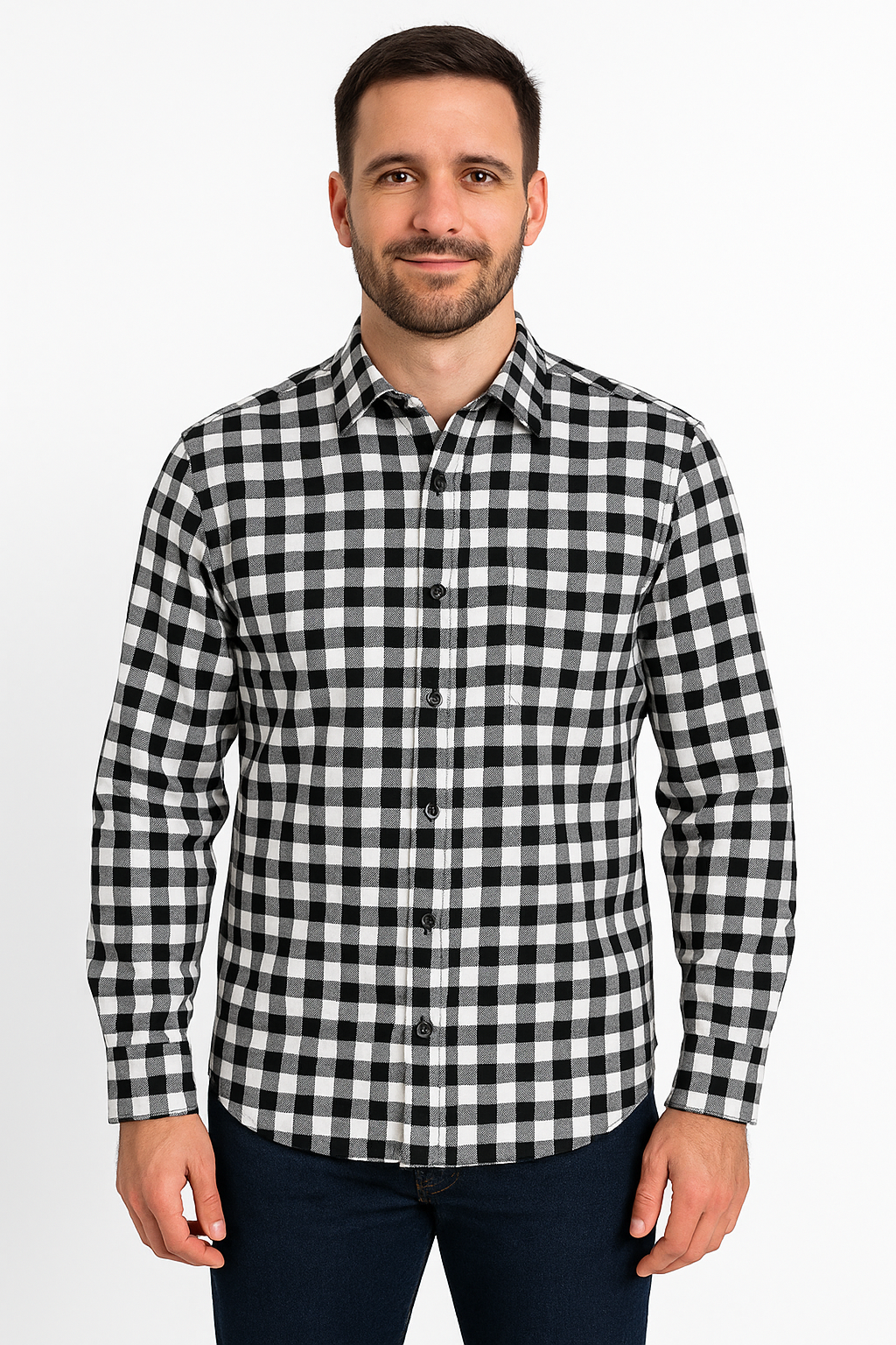 Classic Black & White Gingham - Premium 100% Cotton Unstitched Fabric