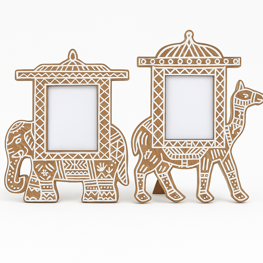 Royal Caravan Wooden Photo Frame Combo – Elephant & Camel